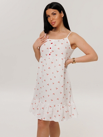 Женский сарафан С-102(Мус) / Молочный (вишня)