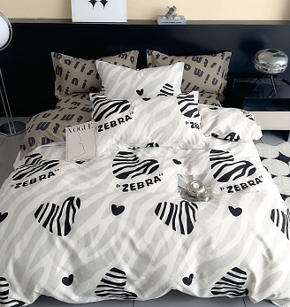 Постельное белье сатин элит на молнии / Зебра