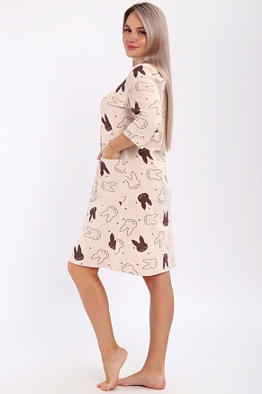 Женский халат 513 / Зайцы, песочный