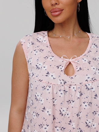 Женская сорочка Сор-85(К) / Розовый (белые цветы)