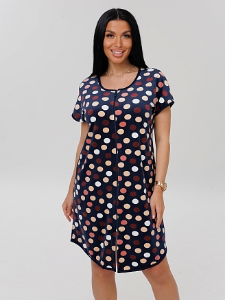 Женский халат Х-144(В) / Темно-синий (горох)