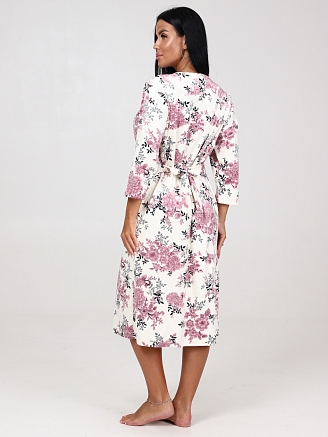 Женский халат ХВ-341 / Жаккард, розовые цветы