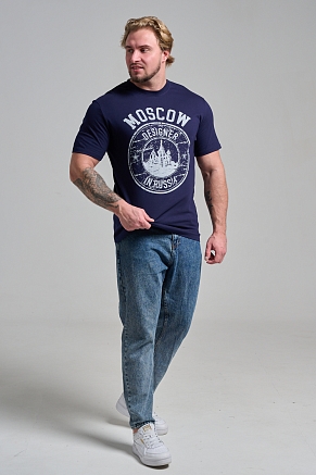 Мужская футболка 8503/1 / темно-синий+Москва