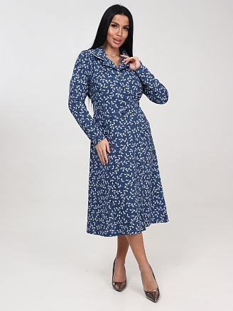 Женское платье ПлК-325 / Белый лист на синем