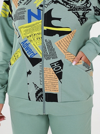 Женский костюм футер КФ-215 / Оливка с желтым