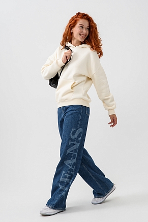 Женская толстовка 14428 оверсайз / молочный