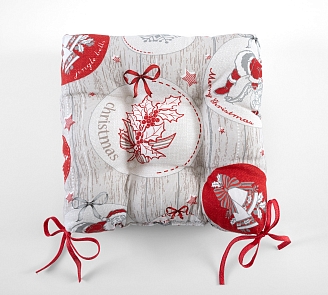 Сидушка на стул рогожка / Рождество 1