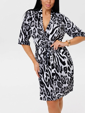 Женский халат Х-178(К) / Серый (леопард)