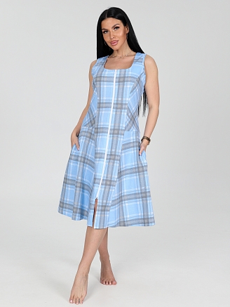 Женский сарафан Клетка СК-336 / Голубая клетка