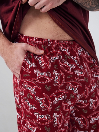 Мужская пижама "Лошадка" 2415-К / Бордовый