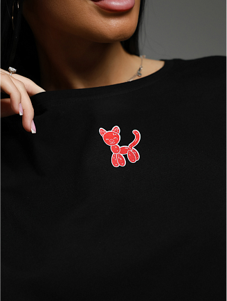 Женская футболка Бабл / Черный кошка