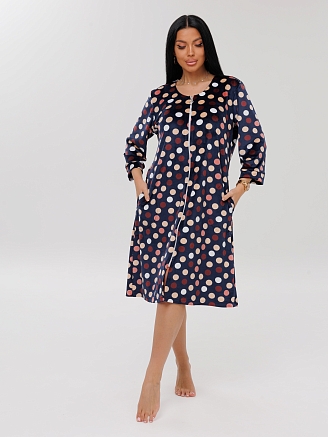 Женский халат Х-80(В) / Темно-синий (горох)