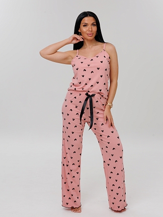 Женская пижама П-111(Л) / Персиковый (сердечки)