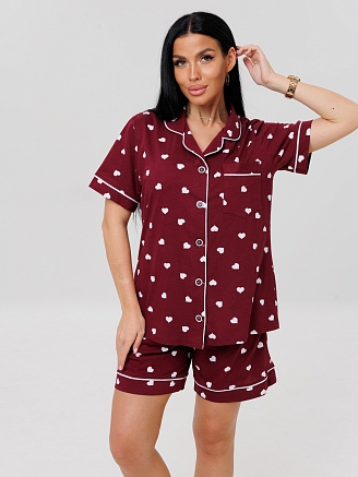 Женский костюм К-133(К) / Бордовый (сердечки)