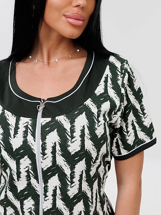 Женский халат Х-165(К) / Темно-зеленый (узоры)