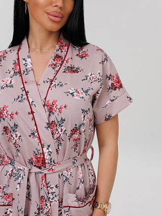 Женский халат Х-11(К) / Капучино (цветы)