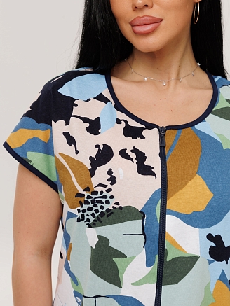 Женский халат Х-154(К) / Синий (узоры)