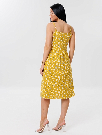 Женский сарафан С-75(К) / Горчичный (цветы)