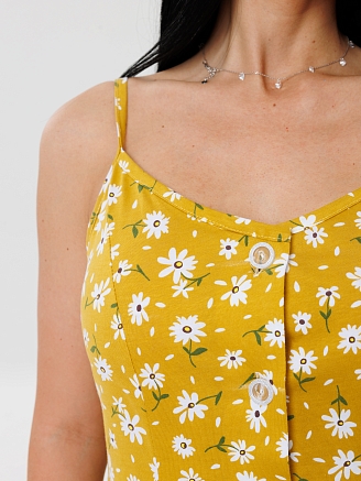 Женский сарафан С-75(К) / Горчичный (цветы)