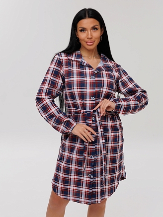 Женский халат Х-186(К) / Красный (клетка)