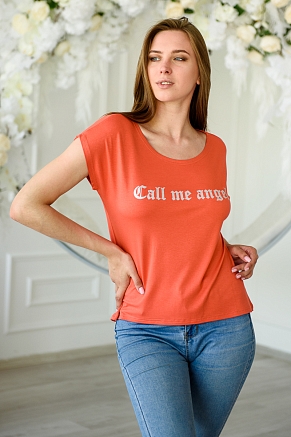 Футболка женская Лирика Call me angel / терракотовый