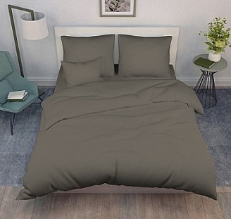 Постельное белье поплин гладкокрашеный / Угольный