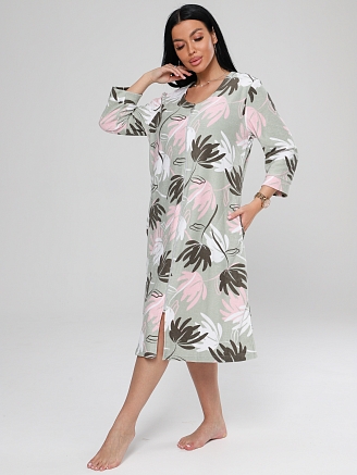 Женский халат Х-80(М) / Фисташковый (цветы)