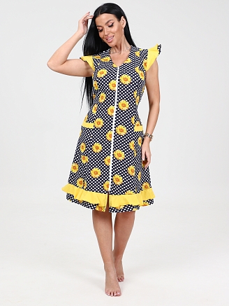 Женский халат НИНА ХК-826 / Календулы на горохе