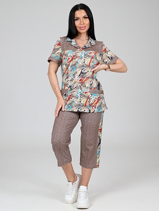 Женский костюм с бриджами КК-55 / Коричневый