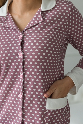 Пижама женская Салли / Горошек на кофе, экрю