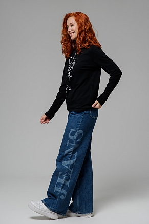 Женский лонгслив 8513 / черный+freedom