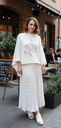 Женская юбка ажурная 106-1 / молочный
