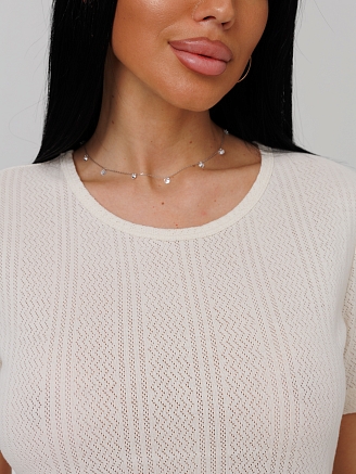 Женский костюм К-223(К+Риб) / Молочный (клетка)