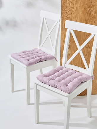 Комплект подушек на стул с завязками (бязь) 16т. / Светло-розовый