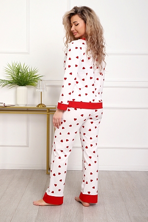 Женская пижама 18062 / белый сердечки