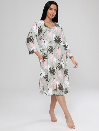 Женский халат Х-80(М) / Фисташковый (цветы)