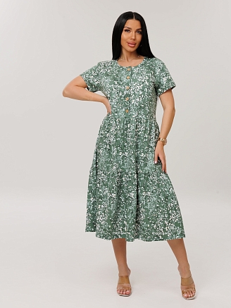Женское платье Пл-116(К) / Зеленый (цветы)