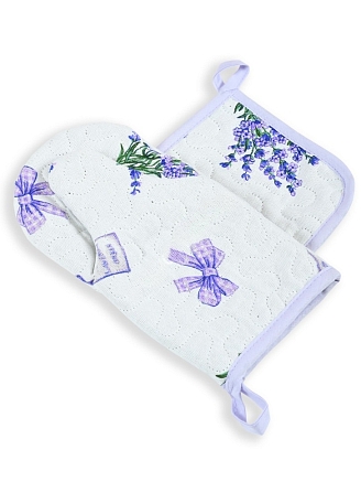 Набор кухонный рогожка / Варежка + прихватка стеганые