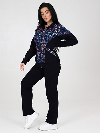 Женский костюм с брюками КФ-215 / Темно-синий, фэшн/fashion