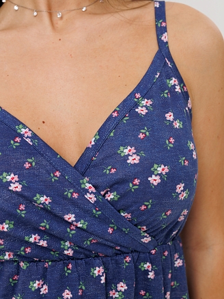 Женский сарафан С-95(К) / Темно-синий (цветы)