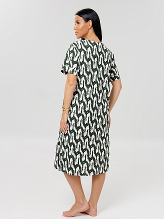 Женский халат Х-75(К) / Зеленый (узоры)