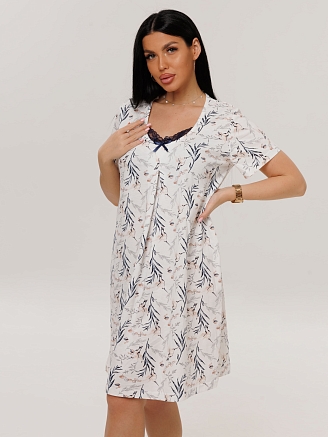 Женская сорочка Сор-103(К) / Молочный (веточки)