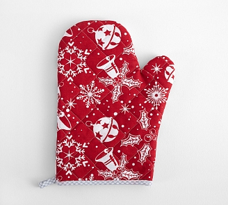 Прихватка-рукавица рогожка / Снежинка 1