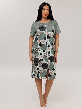 Женский халат Х-166(К) / Серо-зеленый (круги)