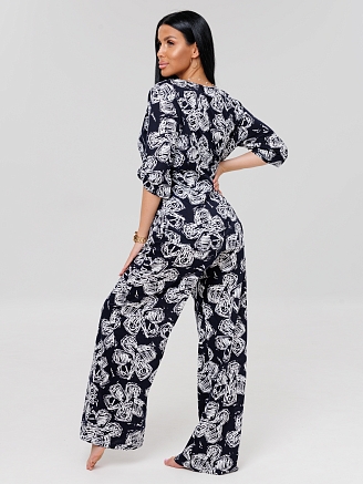 Женский костюм К-213(К) / Темно-синий (цветы)