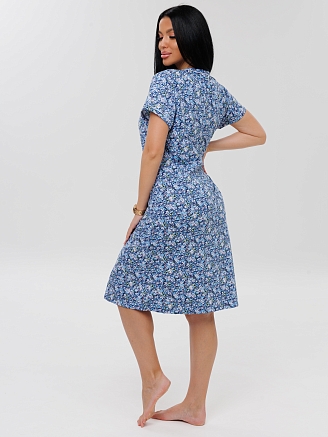 Женский халат Х-95(К) / Синий (мелкие цветы)