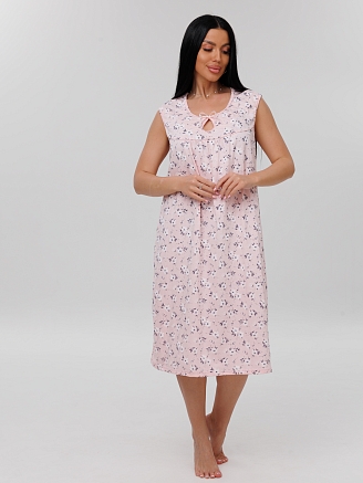 Женская сорочка Сор-85(К) / Розовый (белые цветы)