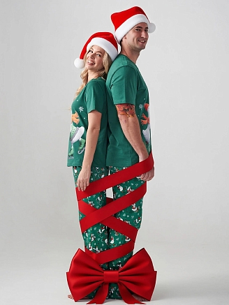 Женская пижама "Зимние забавы" 2411-К / Зеленый