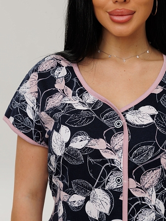 Женский халат Х-97(К) / Розовый (листья)