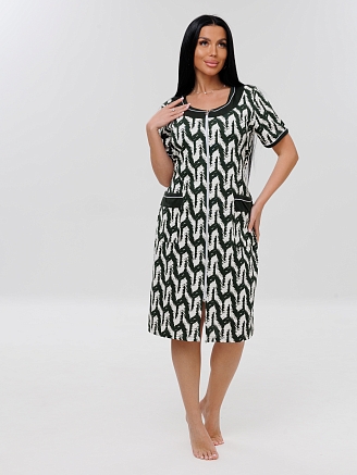 Женский халат Х-165(К) / Темно-зеленый (узоры)